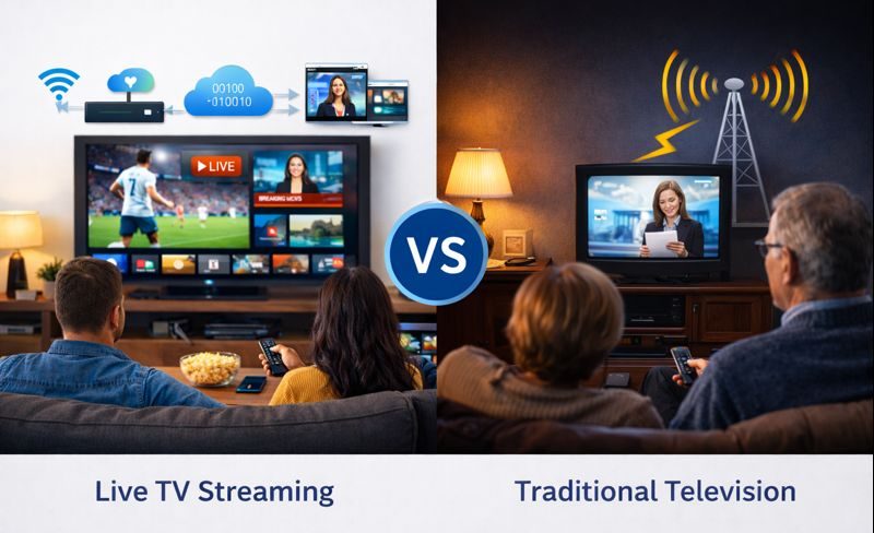 Comparing live TV streaming with traditional cable and satellite television