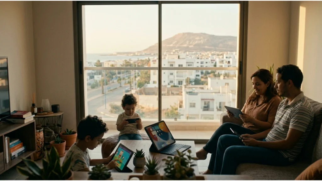 How to Choose the Right Streaming Plan 3 Family watching live TV streaming on multiple devices with Watch TV Direct